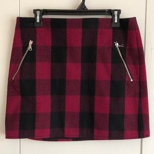 Gap Wool Blend Magenta/Black Plaid Skirt